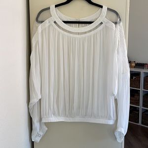 Free People Embroidered Mesh Blouse